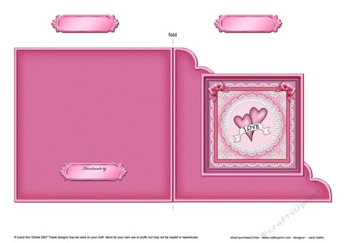 Adorable Romantic Love Hearts Quick Cut & Fold Corner Card  