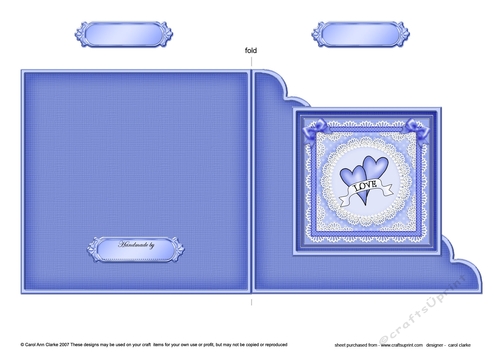 Adorable Romantic Love Hearts Quick Cut & Fold Corner Card  