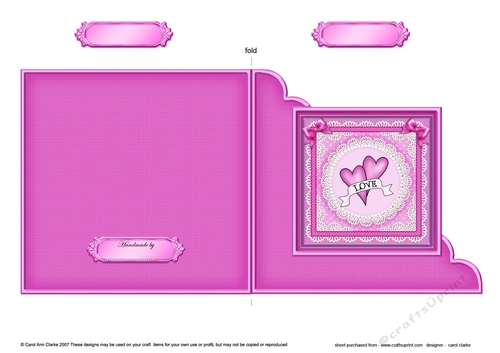 Adorable Romantic Love Hearts Quick Cut & Fold Corner Card  