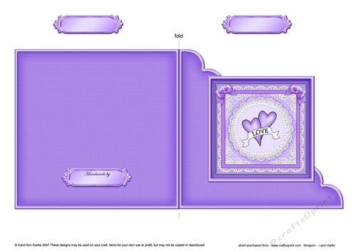 Adorable Romantic Love Hearts Quick Cut & Fold Corner Card  