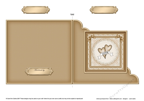 Adorable Romantic Love Hearts Quick Cut & Fold Corner Card  