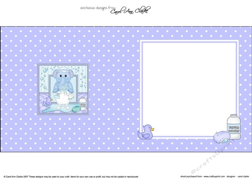 Cute Little Elephant Bathtub Buddies square landscape insert