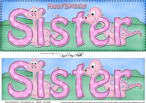 Large DL Happy Birthday SISTER 3D decoupage