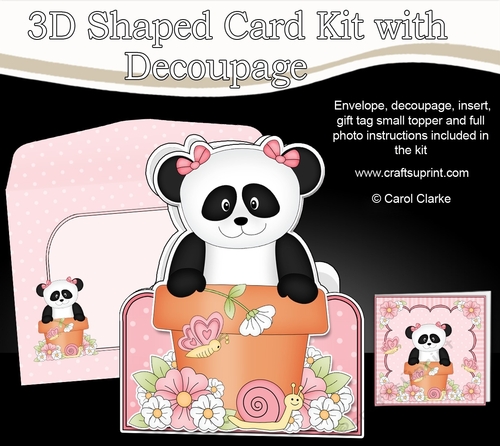 3D Shaped Card  Kit - Flowerpot Friends - Cute Little Panda Su Ling