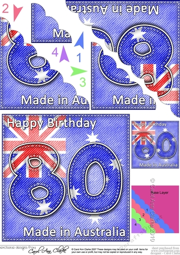 Flying the Flag AUSTRALIA 80th Birthday Scalloped Corner Stacker