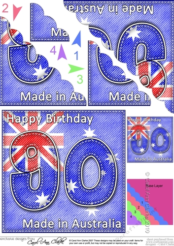 Flying the Flag AUSTRALIA 90th Birthday Scalloped Corner Stacker