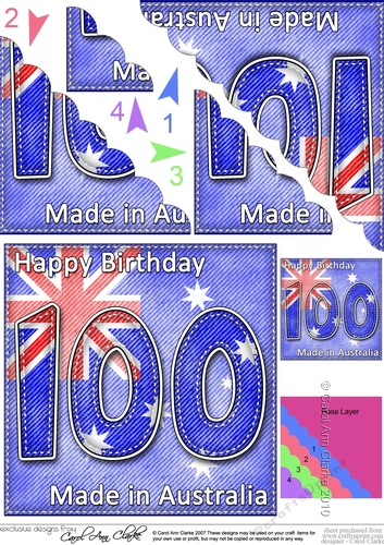 Flying the Flag AUSTRALIA 100th Birthday Scalloped Corner Stacker