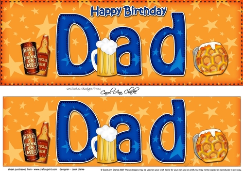 Large DL Happy Birthday DAD 3D decoupage
