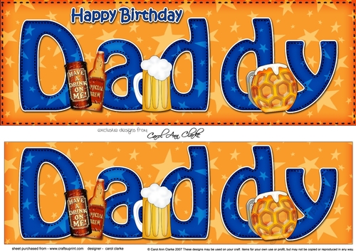 Large DL Happy Birthday DADDY 3D decoupage
