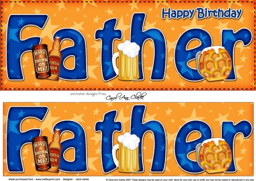 Large DL Happy Birthday FATHER 3D decoupage