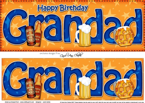Large DL Happy Birthday GRANDAD 3D decoupage