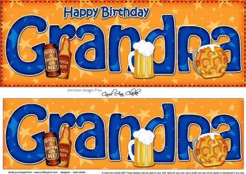 Large DL Happy Birthday GRANDPA 3D decoupage