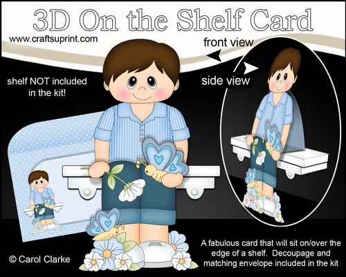 3D On the Shelf Card Kit - Little Teen Arnie has Butterflies & Flowers