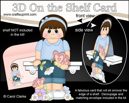 3D On the Shelf Card Kit - Little Teen Marybeth has Butterflies & Flowers