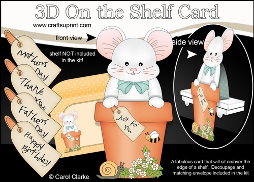 3D On the Shelf Card Kit - Flower Pot Friends Little Mouse Nibbles