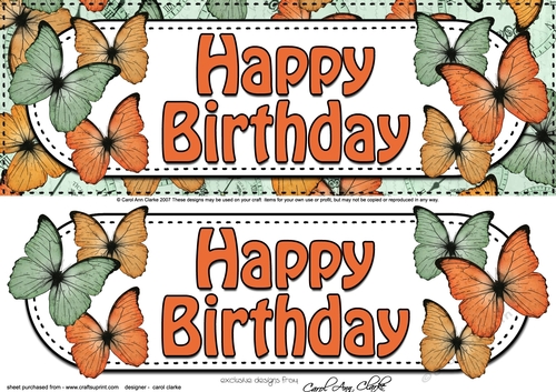 Large DL HAPPY BIRTHDAY Butterflies 3D decoupage