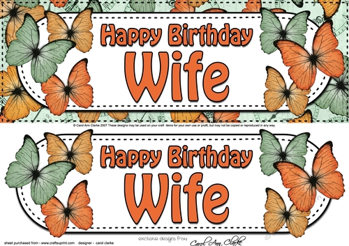 Large DL Happy Birthday WIFE Butterflies 3D decoupage