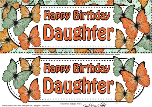 Large DL Happy Birthday DAUGHTER Butterflies 3D decoupage