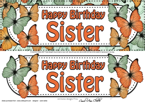 Large DL Happy Birthday SISTER Butterflies 3D decoupage