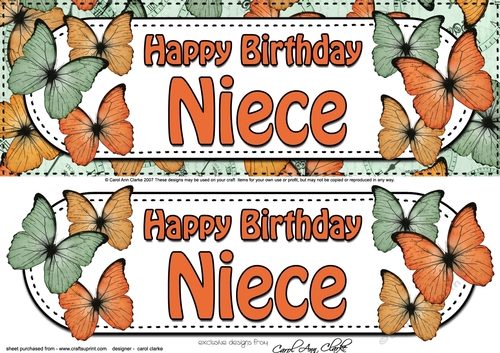 Large DL Happy Birthday NIECE Butterflies 3D decoupage