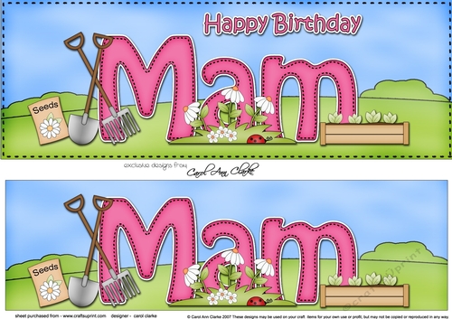 Large DL Happy Birthday MAM 3D decoupage