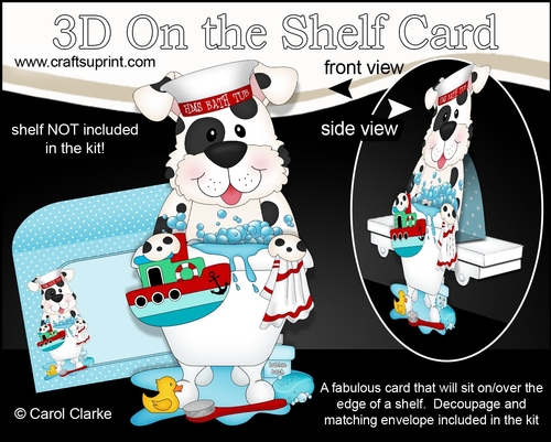 3D On the Shelf Card Kit - Bathtub Buddies - Little Spotty Dog Spot has a Bubble Bath