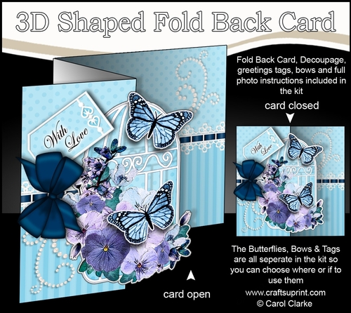 3D Shaped No-Hole Fold Back Mini Kit - Birdcage, Spring Flowers, Butterflies & Lace 