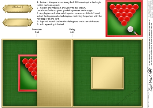 Snooker No-Hole Fold Back Card