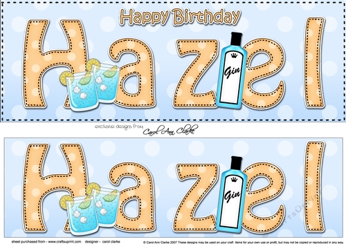 Large DL Happy Birthday HAZEL 3D decoupage