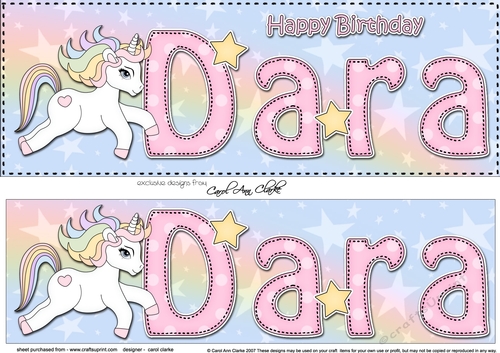 Large DL Happy Birthday DARA 3D decoupage