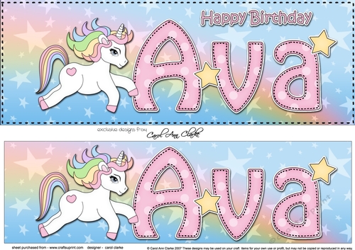 Large DL Happy Birthday AVA 3D decoupage