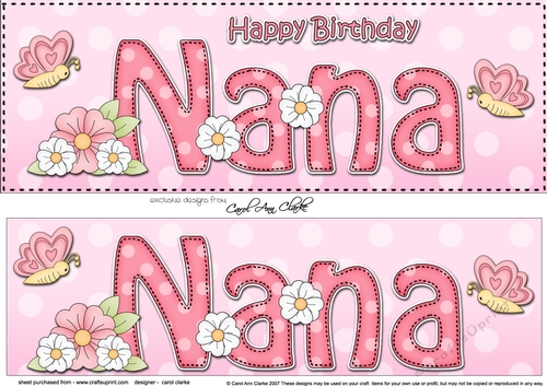 Large DL Happy Birthday NANA 3D decoupage