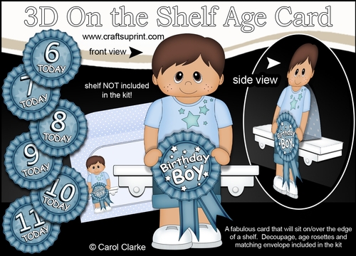 3D On the Shelf Card Kit - Little Ethnic Boy Jalal is the Birthday Boy with 6 - 11 age Rosette Decoupage