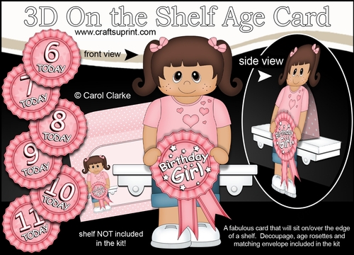 3D On the Shelf Card Kit - Little Ethnic Girl Jayashri is the Birthday Girl with ages 6 - 11 age Rosette Decoupage