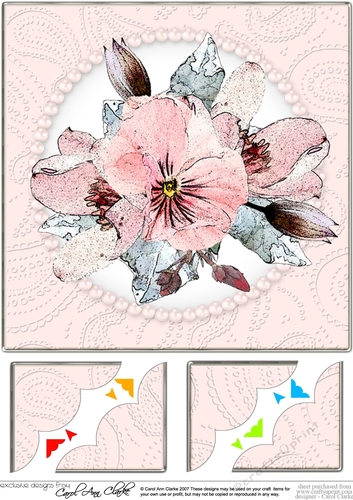 8 x 8 Posy and Pearls Scalloped corner Topper