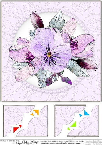 8 x 8 Posy and Pearls Scalloped corner Topper