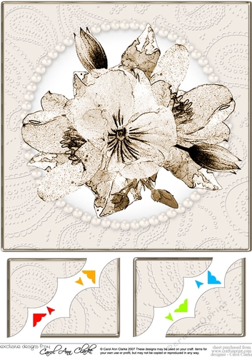 8 x 8 Posy and Pearls Scalloped corner Topper