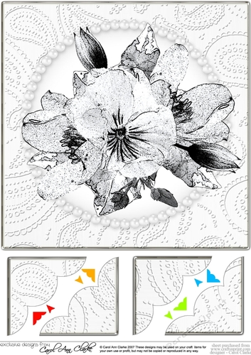 8 x 8 Posy and Pearls Scalloped corner Topper