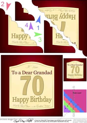 70th Birthday Grandad Wine Label Scalloped Corner Stacker