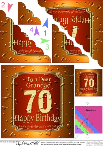 70th Birthday Grandad Beer Label Scalloped Corner Stacker