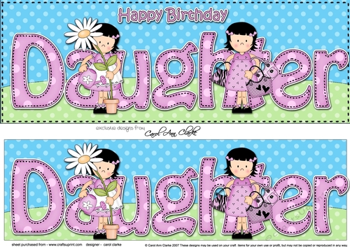 Large DL Happy Birthday DAUGHTER 3D decoupage
