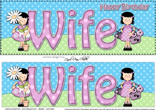 Large DL Happy Birthday WIFE 3D decoupage