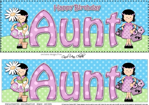 Large DL Happy Birthday AUNT 3D decoupage