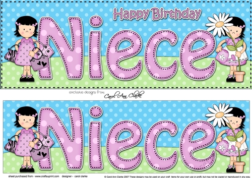 Large DL Happy Birthday NIECE 3D decoupage