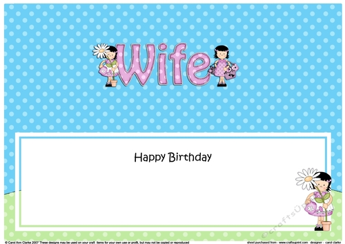 Large DL Happy Birthday WIFE insert