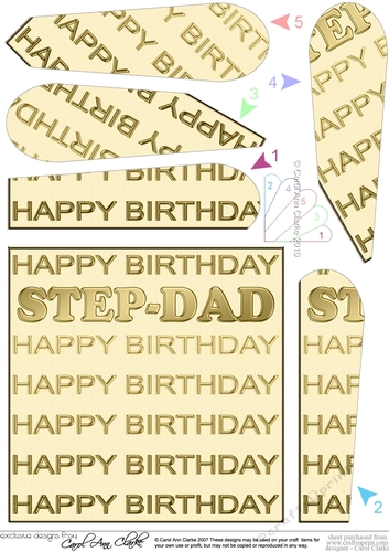 Birthday STEP-DAD Fan Pyramage Topper