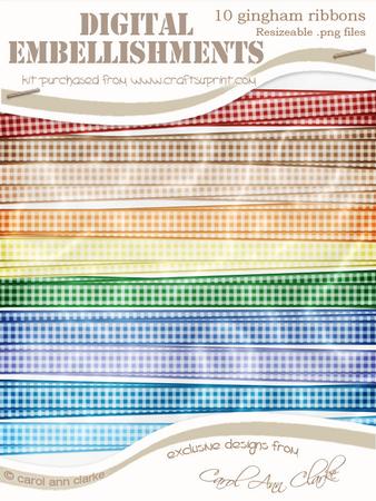 Pretty 'gingham Ribbon' Digital Embellishments