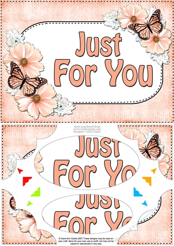 A5 JUST FOR YOU Butterflies & Flowers Scallop Corners and Pyramage