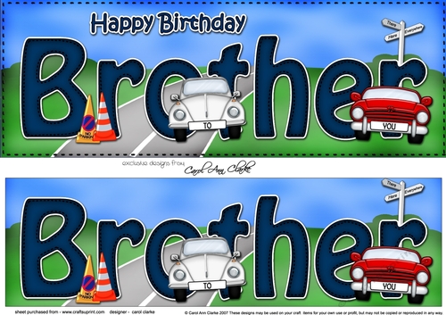 Large DL Happy Birthday BROTHER 3D decoupage
