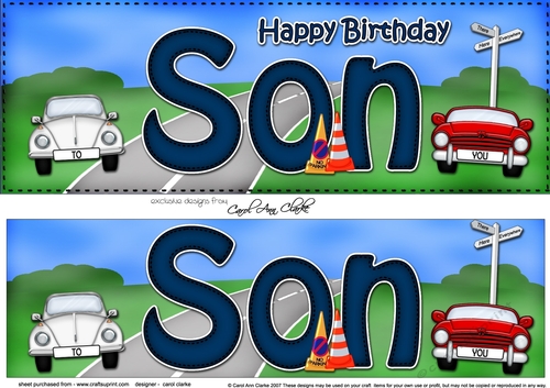 Large DL Happy Birthday SON 3D decoupage